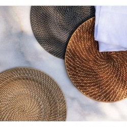 Artesia Round Natural Woven Rattan Placemat