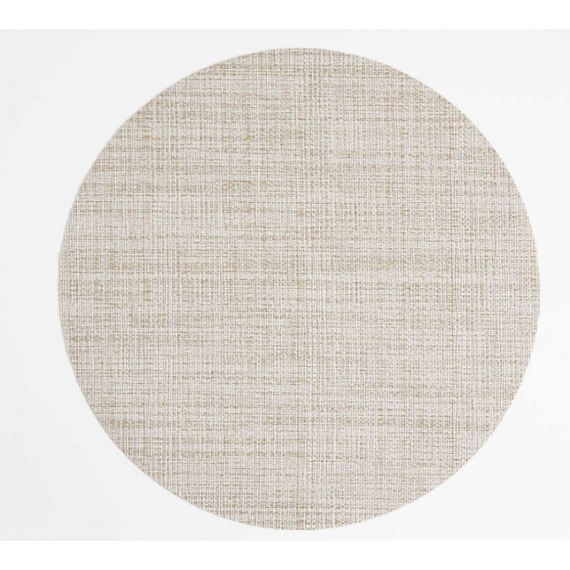 Chilewich Round Crepe Neutral Easy-Clean Vinyl Placemat