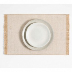 Jute and Organic Cotton Woven Placemat with Fringe Natural by Gaby Dalkin