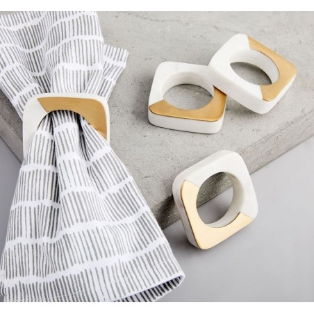 Marble & Brass Napkin Rings (Set of 4)