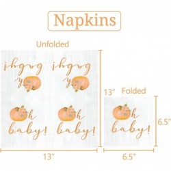 مناديل ورقية برتقالية اللون من Baby Little Pumpkin مقاس 6.5 × 6.5 بوصة لحفلات استقبال المولود ذات الطابع الخريفي، أفكار أدوات مائدة للكشف عن جنس الطفل في الخريف، عبوة من 50 قطعة