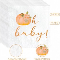 مناديل ورقية برتقالية اللون من Baby Little Pumpkin مقاس 6.5 × 6.5 بوصة لحفلات استقبال المولود ذات الطابع الخريفي، أفكار أدوات مائدة للكشف عن جنس الطفل في الخريف، عبوة من 50 قطعة