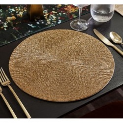 Beaded Linen Round Placemat,set of 4