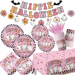 أدوات مائدة من Hippie Decorations Halloween، 142 قطعة من زينة Hippie Halloween تتضمن أطباق ومناديل Hippie Halloween، مفرش طاولة رائع من Garland Halloween لتزيين حفلات الأشباح الرائعة