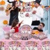 أدوات مائدة من Hippie Decorations Halloween، 142 قطعة من زينة Hippie Halloween تتضمن أطباق ومناديل Hippie Halloween، مفرش طاولة رائع من Garland Halloween لتزيين حفلات الأشباح الرائعة