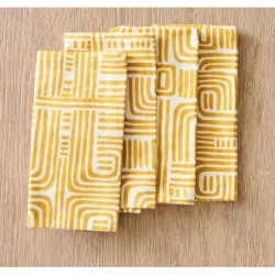 Organic Cotton Maze Block-Print Napkins (Set Of 4)