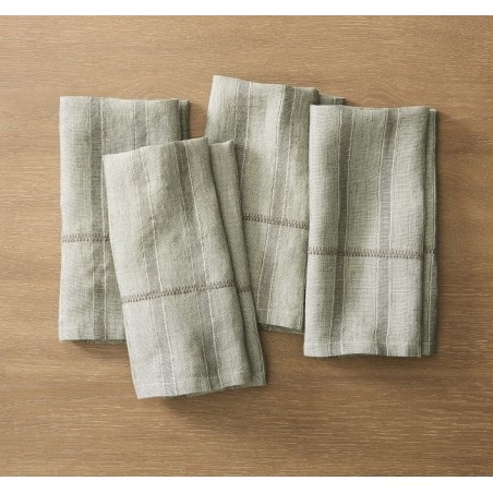 Hutton Linen Napkin Sets,Olive, Set of 4