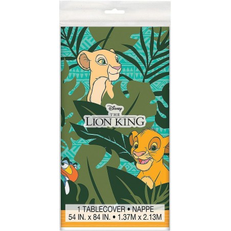 غطاء طاولة بلاستيكي من Fun Express - Lion King - مقاس 54 بوصة × 84 بوصة لأعياد الميلاد - لوازم الحفلات - أدوات مائدة مرخصة - أدوات مائدة مرخصة متنوعة - أعياد الميلاد - قطعة واحدة