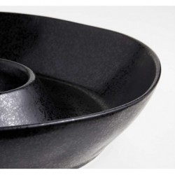 Marin Black Stoneware Chip and Dip Server