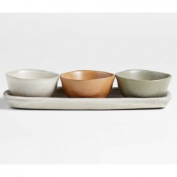 Carmel 3-Part Ceramic Dip Bowl & Tray by Gaby Dalkin