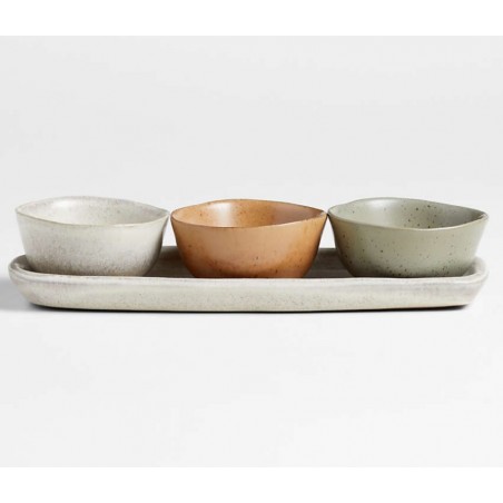 Carmel 3-Part Ceramic Dip Bowl & Tray by Gaby Dalkin