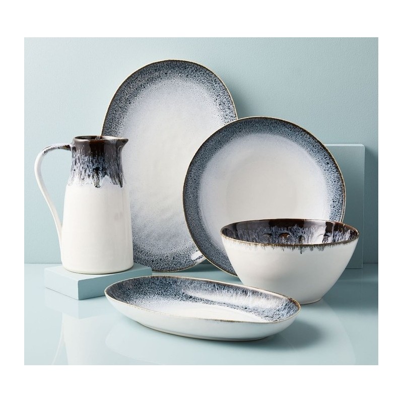 Reactive Glaze Serveware - Black/White