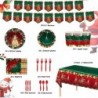 مجموعة أدوات مائدة عيد الميلاد المكونة من 171 قطعة، لوازم الحفلات، أدوات مائدة للاستعمال مرة واحدة على شكل رجل ثلج، أطباق ومناديل ورقية، لافتات، مفارش طاولة بلاستيكية، أدوات مائدة تكفي 24 شخصًا لحفلة عيد ميلاد سعيد وديكور منزلي