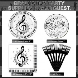 مجموعة أدوات مائدة للحفلات الموسيقية مكونة من 160 قطعة - تتضمن أطباق ورقية ومناديل وشوك ولوازم حفلات للاستعمال مرة واحدة وديكورات لحفلات أعياد الميلاد وحفلات استقبال الطفل تكفي لـ 40 ضيفًا.