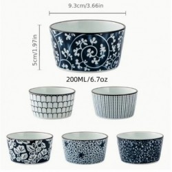 6-Piece Vintage Ceramic Baking Bowls - Perfect for Desserts, Puddings