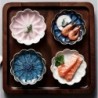 6pcs Ceramic Lotus Leaf Snack Plates, Sushi Soy Sauce Dipping Bowls