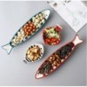 4pc Artisanal Fish-Shaped Snack Dish -Ceramic Seasoning & Sushi Plate