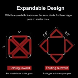 مجموعة من 5 قطع من حاملات الأواني الساخنة القابلة للتمدد من السيليكون مع إطار من الفولاذ المقاوم للصدأ للمطبخ المنزلي، وسادات ساخنة معزولة ومقاومة للحرارة، ومفارش أطباق المائدة، ومفارش الأطباق الساخنة والأوعية