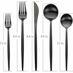 طقم أدوات مائدة ديفيكو غير اللامع، 20 قطعة من أدوات المائدة المصنوعة من الفولاذ المقاوم للصدأ 18/10، طقم أدوات مائدة لـ 4 أشخاص، لمسة نهائية من الساتان، آمنة للغسل في غسالة الأطباق (4 مجموعات، أسود)