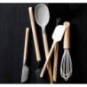 Crate & Barrel White Silicone and Wood Utensil, Set of 4