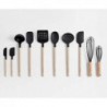 Crate & Barrel Wood and Black Silicone Utensils, Set of 10