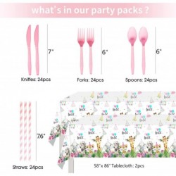 مجموعة أدوات مائدة لحفلات أعياد الميلاد البرية من Two Wild Birthday Party Supplies، ديكورات عيد الميلاد الثاني بطابع الغابة السفاري، تتضمن طبقًا وكوبًا ومنديلًا ومفرشًا للطاولة وقشًا وأدوات مائدة، مجموعة أدوات مائدة لحفلات أعياد الميلاد البرية من Two Wild Birthday Dinner Tools | تكفي 24 شخصًا