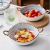 1pc Ceramic Retro-Style Two-Ear Bowl -Stunning High-Beauty Noodle Bowl