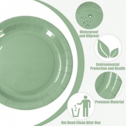 أطباق ورقية خضراء من Whaline مقاس 7 بوصات، 72 قطعة، أطباق دائرية للاستخدام مرة واحدة، أدوات مائدة لحفلات الزفاف وحفلات استقبال المولود، 3 ألوان