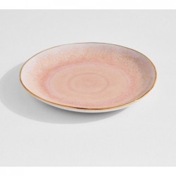 Reactive Glaze Stoneware Dinnerware - Pink & Gold