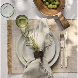 Linen Eyelet Fringe Napkin in Natural by Gaby Dalkin