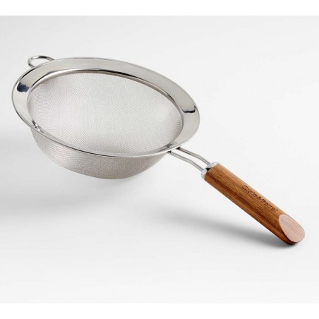 Crate and Barrel 7" Acacia and Stainless Steel Strainer