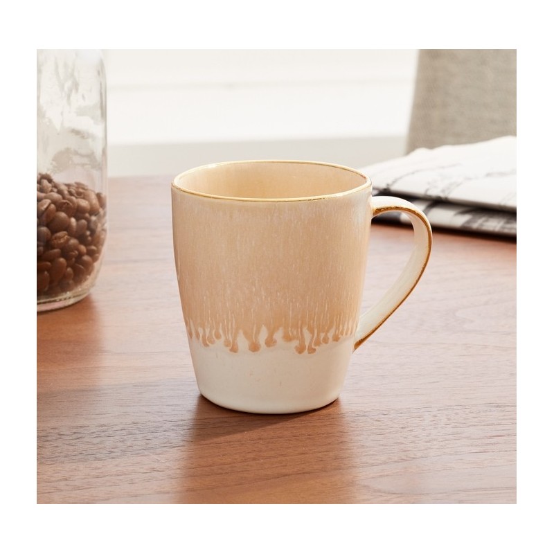 Warm Reactive Glaze Metallic Gold Rim Mug - Blush