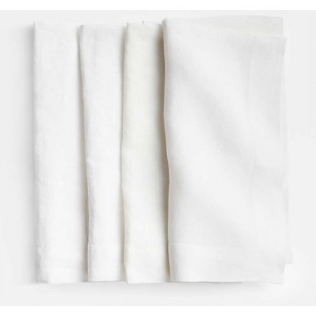 Marin Crisp White European Flax  Linen Napkin, Set of 4