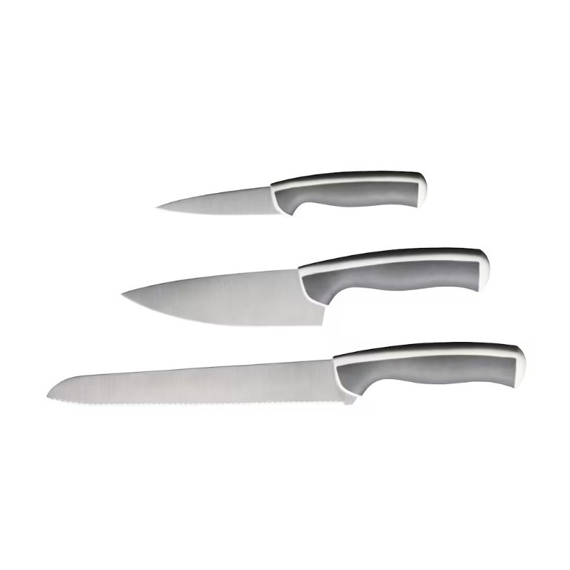 3-piece knife set, light grey/white