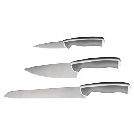 3-piece knife set, light grey/white