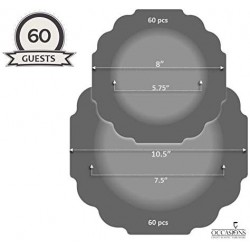 "المناسبات" مجموعة من 120 طبقًا (60 ضيفًا) من البلاستيك الثقيل القابل للاستخدام مرة واحدة لحفلات الزفاف - طبق عشاء مقاس 60 × 10.5 بوصة + طبق سلطة/حلوى مقاس 60 × 8 بوصة (إمبراطوري باللون الأزرق/الذهبي)