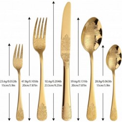 مجموعة أدوات المائدة الفضية الذهبية المتينة من الفولاذ المقاوم للصدأ، مكونة من 20 قطعة، لخدمة 4 أشخاص، مجموعة سكاكين وملعقة وشوكة، مصقولة بالمرآة وآمنة للاستخدام في غسالة الأطباق