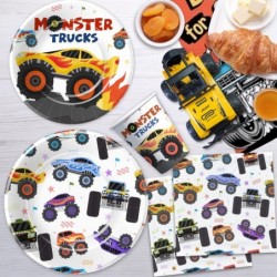 لوازم حفلات أعياد الميلاد على شكل شاحنة من Monster Truck، أدوات مائدة وزينة حفلات Monster Theme Jam، طبق، منديل، مفرش طاولة، شوكة، أطباق ومناديل مزينة بأعياد الميلاد على شكل شاحنة من Monster Truck | تكفي 24 ساعة