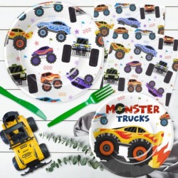 لوازم حفلات أعياد الميلاد على شكل شاحنة من Monster Truck، أدوات مائدة وزينة حفلات Monster Theme Jam، طبق، منديل، مفرش طاولة، شوكة، أطباق ومناديل مزينة بأعياد الميلاد على شكل شاحنة من Monster Truck | تكفي 24 ساعة