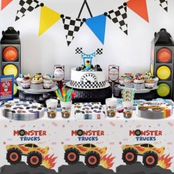 لوازم حفلات أعياد الميلاد على شكل شاحنة من Monster Truck، أدوات مائدة وزينة حفلات Monster Theme Jam، طبق، منديل، مفرش طاولة، شوكة، أطباق ومناديل مزينة بأعياد الميلاد على شكل شاحنة من Monster Truck | تكفي 24 ساعة