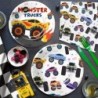 لوازم حفلات أعياد الميلاد على شكل شاحنة من Monster Truck، أدوات مائدة وزينة حفلات Monster Theme Jam، طبق، منديل، مفرش طاولة، شوكة، أطباق ومناديل مزينة بأعياد الميلاد على شكل شاحنة من Monster Truck | تكفي 24 ساعة