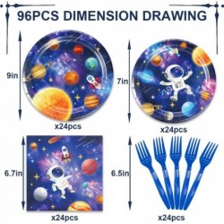 96 قطعة من أطباق ومناديل حفلات الفضاء الخارجي، مجموعة أدوات مائدة حفلات المجرة، أطباق الحلوى، المناديل، الشوك، هدايا حفلات الأولاد (الفضاء الخارجي)