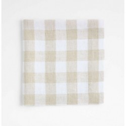 Marlin White and Natural Buffalo Check Linen Napkins