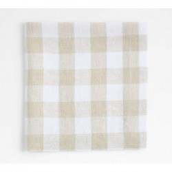 Marlin White and Natural Buffalo Check Linen Napkins