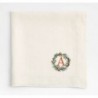 Marin Alba Ivory Embroidered Wreath Linen Dinner Napkin