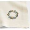 Marin Alba Ivory Embroidered Wreath Linen Dinner Napkin