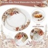 أطباق ورقية من AnyDesign Boho Floral، أطباق بيضاوية الشكل للاستخدام مرة واحدة، مقاس 9 بوصات، أطباق حلوى ريفية لعيد الشكر وأعياد الميلاد في الخريف، 50 قطعة